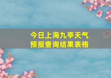 今日上海九亭天气预报查询结果表格