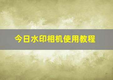 今日水印相机使用教程