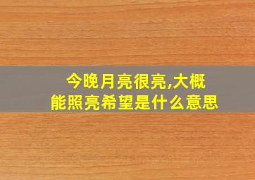 今晚月亮很亮,大概能照亮希望是什么意思