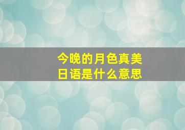 今晚的月色真美日语是什么意思