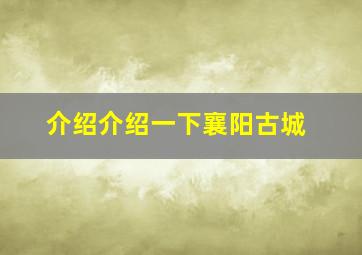 介绍介绍一下襄阳古城