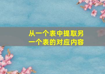 从一个表中提取另一个表的对应内容