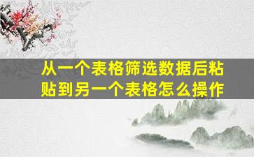 从一个表格筛选数据后粘贴到另一个表格怎么操作