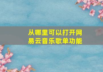 从哪里可以打开网易云音乐歌单功能