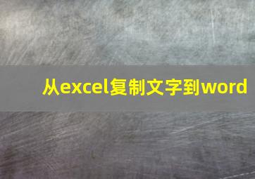 从excel复制文字到word