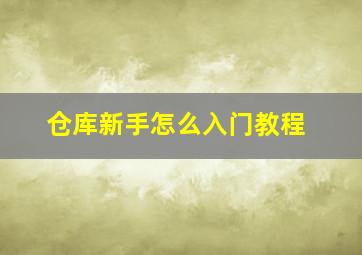 仓库新手怎么入门教程