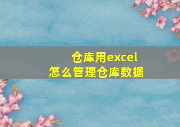 仓库用excel怎么管理仓库数据