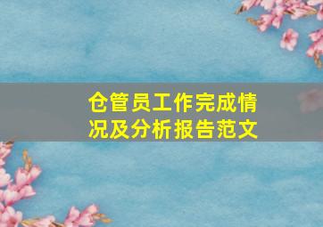 仓管员工作完成情况及分析报告范文