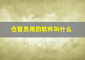 仓管员用的软件叫什么