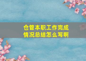 仓管本职工作完成情况总结怎么写啊