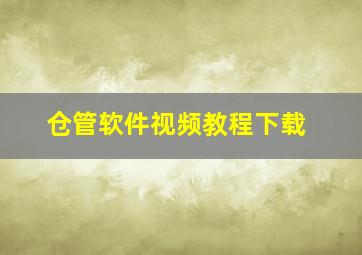 仓管软件视频教程下载