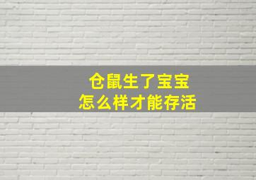 仓鼠生了宝宝怎么样才能存活