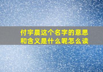 付宇晨这个名字的意思和含义是什么呢怎么读