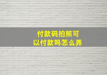 付款码拍照可以付款吗怎么弄