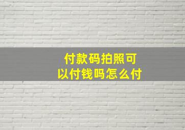 付款码拍照可以付钱吗怎么付