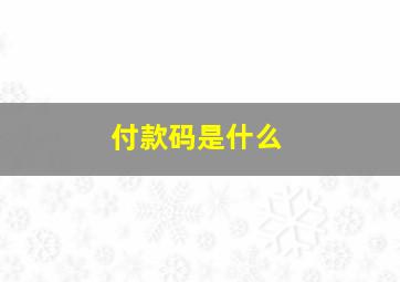 付款码是什么