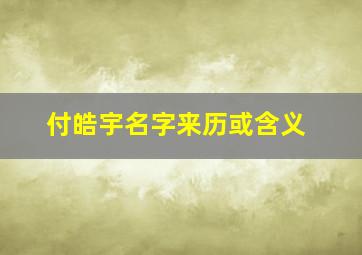 付皓宇名字来历或含义