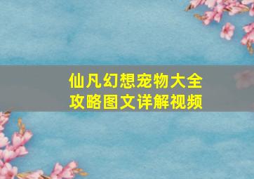 仙凡幻想宠物大全攻略图文详解视频