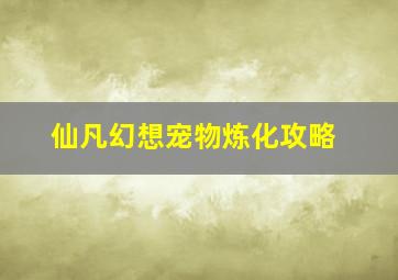 仙凡幻想宠物炼化攻略