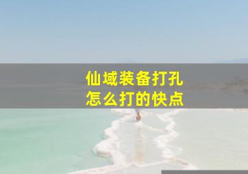 仙域装备打孔怎么打的快点