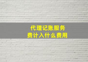 代理记账服务费计入什么费用