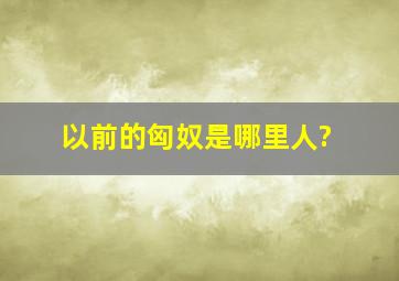 以前的匈奴是哪里人?