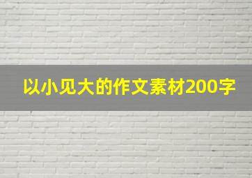 以小见大的作文素材200字