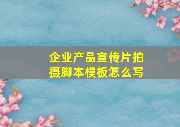 企业产品宣传片拍摄脚本模板怎么写