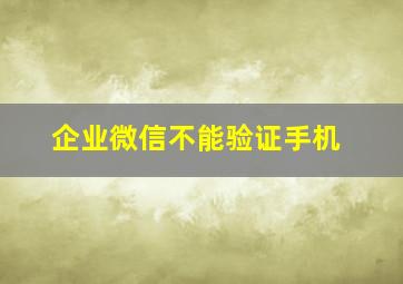 企业微信不能验证手机