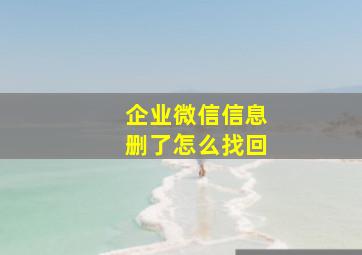 企业微信信息删了怎么找回