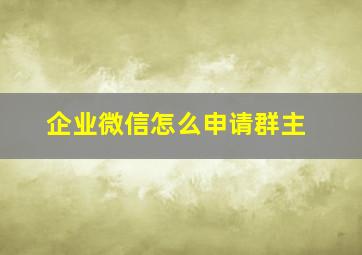 企业微信怎么申请群主