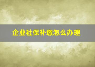 企业社保补缴怎么办理