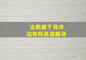 企鹅属于海洋动物吗英语翻译