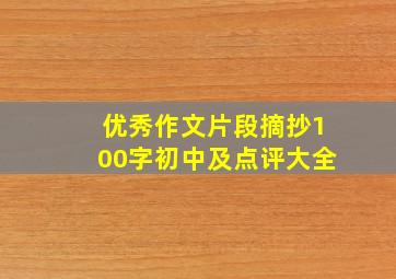 优秀作文片段摘抄100字初中及点评大全