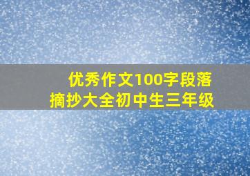 优秀作文100字段落摘抄大全初中生三年级