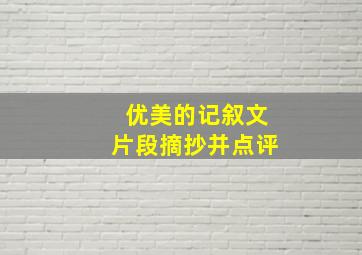 优美的记叙文片段摘抄并点评