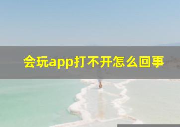 会玩app打不开怎么回事