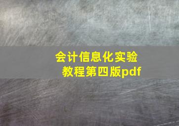 会计信息化实验教程第四版pdf