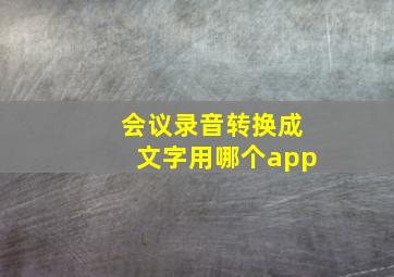 会议录音转换成文字用哪个app