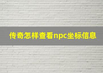 传奇怎样查看npc坐标信息