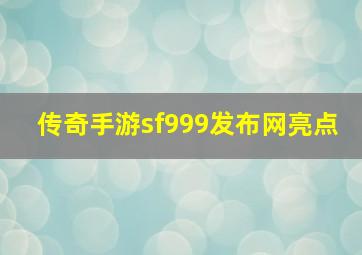 传奇手游sf999发布网亮点