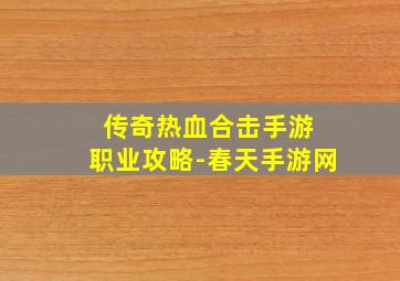 传奇热血合击手游 职业攻略-春天手游网