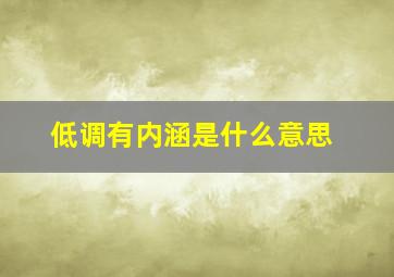 低调有内涵是什么意思