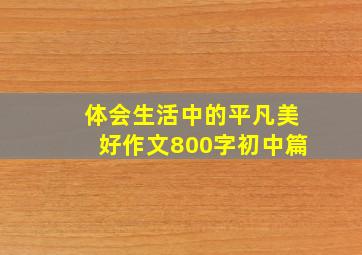 体会生活中的平凡美好作文800字初中篇