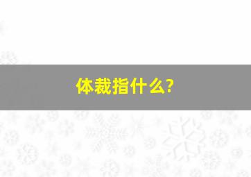 体裁指什么?