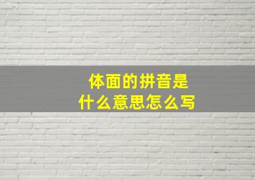 体面的拼音是什么意思怎么写