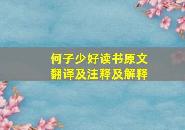 何子少好读书原文翻译及注释及解释