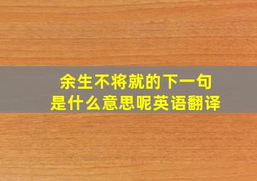 余生不将就的下一句是什么意思呢英语翻译