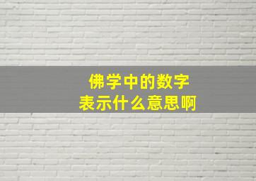 佛学中的数字表示什么意思啊