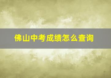 佛山中考成绩怎么查询